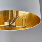 Harvey Brushed Gold 3-Light Pendant Light with White Faux Silk Shades