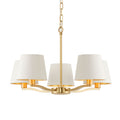 Harvey Brushed Gold 5-Light Pendant Light with White Faux Silk Shades