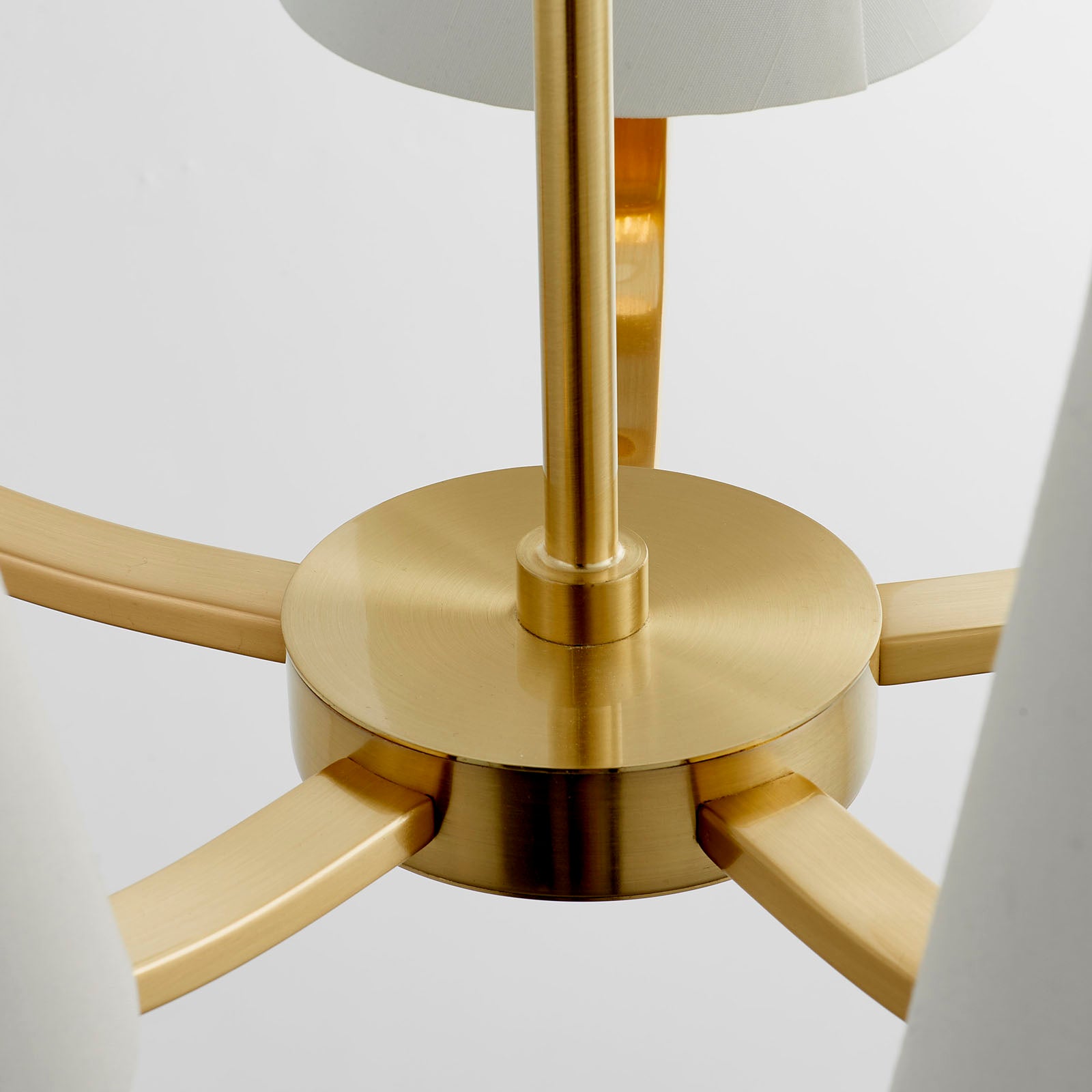 Harvey Brushed Gold 5-Light Pendant Light with White Faux Silk Shades