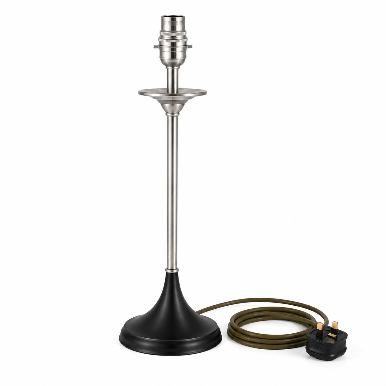 Elegance Medium Table Lamp Satin Nickel with Black Base