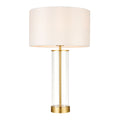 Lessina 1-Light Dimmable Table Lamp with Clear Glass Base & White Shade (Brushed Gold)