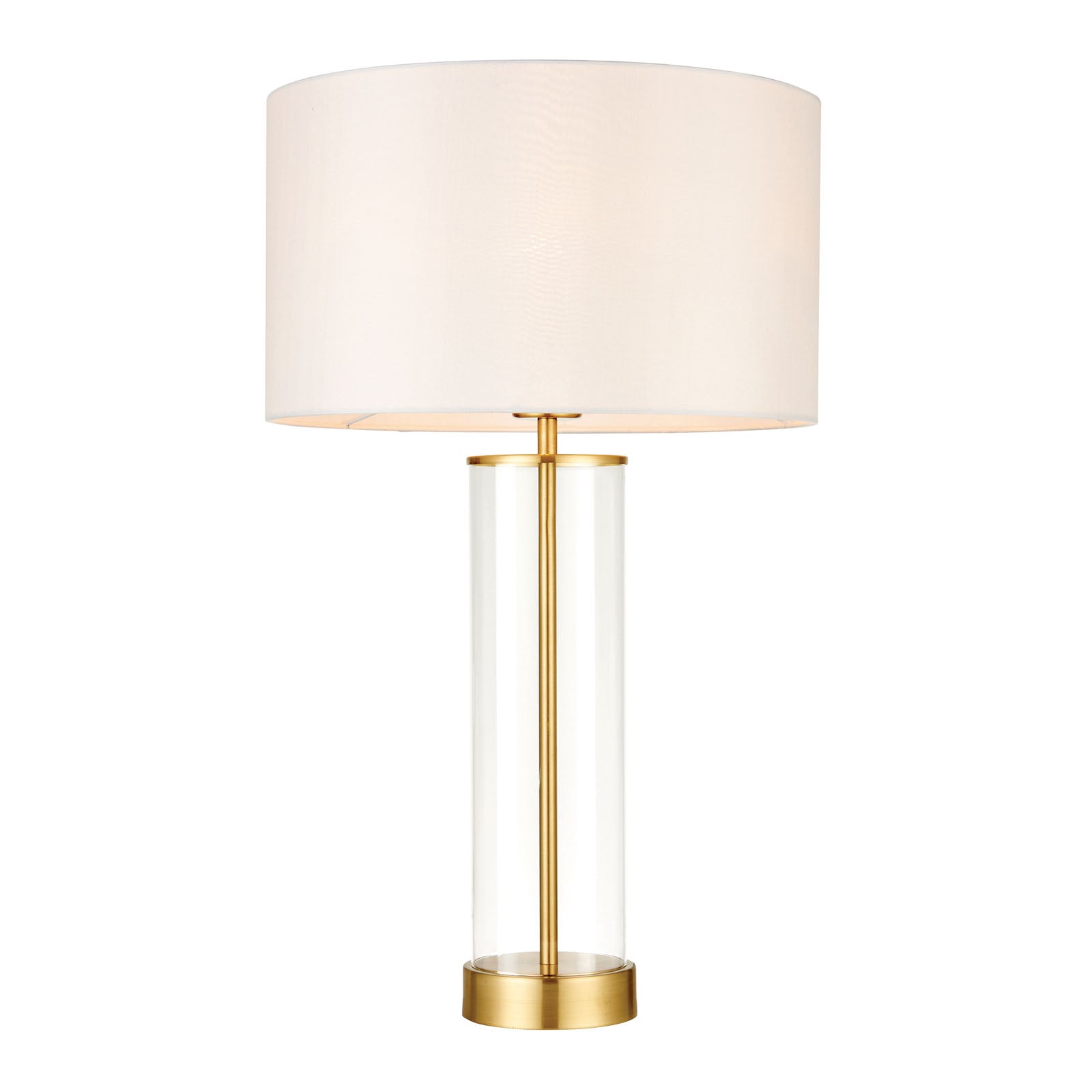 Lessina 1-Light Dimmable Table Lamp with Clear Glass Base & White Shade (Brushed Gold)