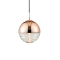 Paloma Copper & Clear Ribbed Glass Pendant Light (Adjustable)