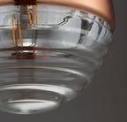 Paloma Copper & Clear Ribbed Glass Pendant Light (Adjustable)