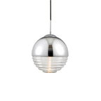 Paloma Chrome & Clear Ribbed Glass Pendant Light (Adjustable)