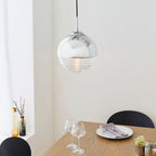 Paloma Chrome & Clear Ribbed Glass Pendant Light (Adjustable)