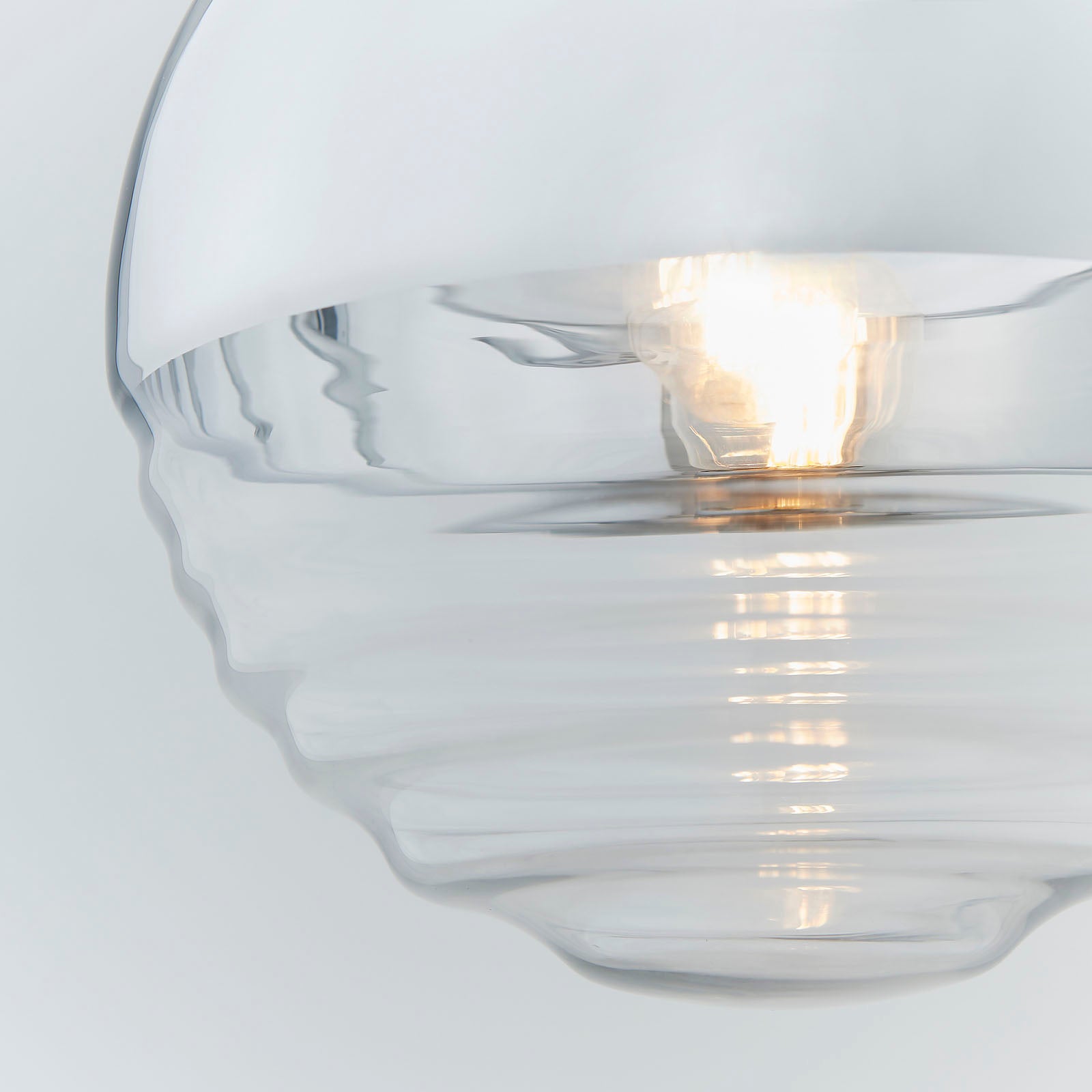 Paloma Chrome & Clear Ribbed Glass Pendant Light (Adjustable)
