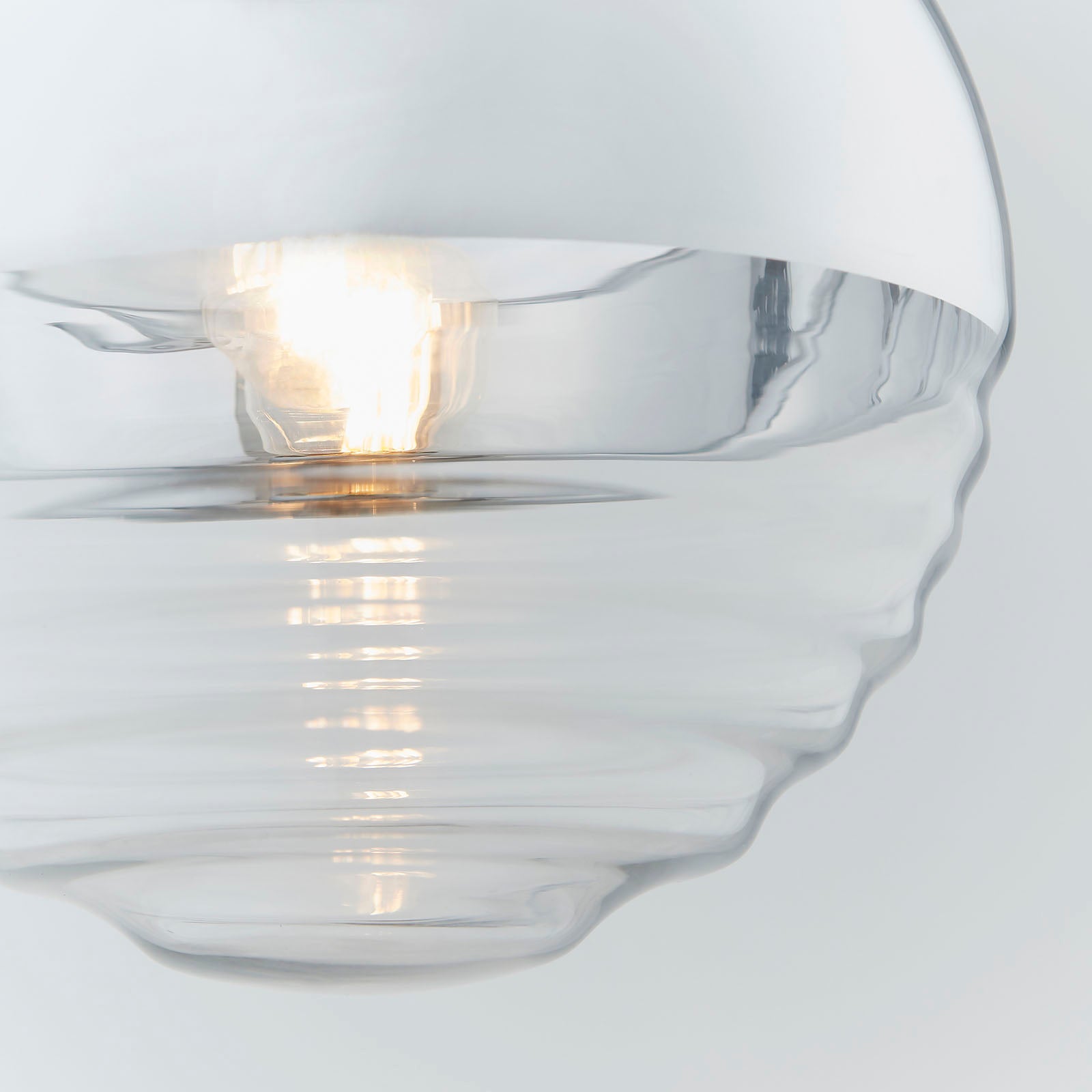 Paloma Chrome & Clear Ribbed Glass Pendant Light (Adjustable)