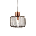 Nicola 1-Light Antique Copper Pendant with Metal Cage Shade (Adjustable Height)