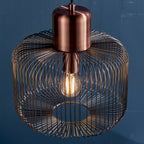 Nicola 1-Light Antique Copper Pendant with Metal Cage Shade (Adjustable Height)