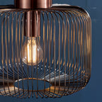 Nicola 1-Light Antique Copper Pendant with Metal Cage Shade (Adjustable Height)