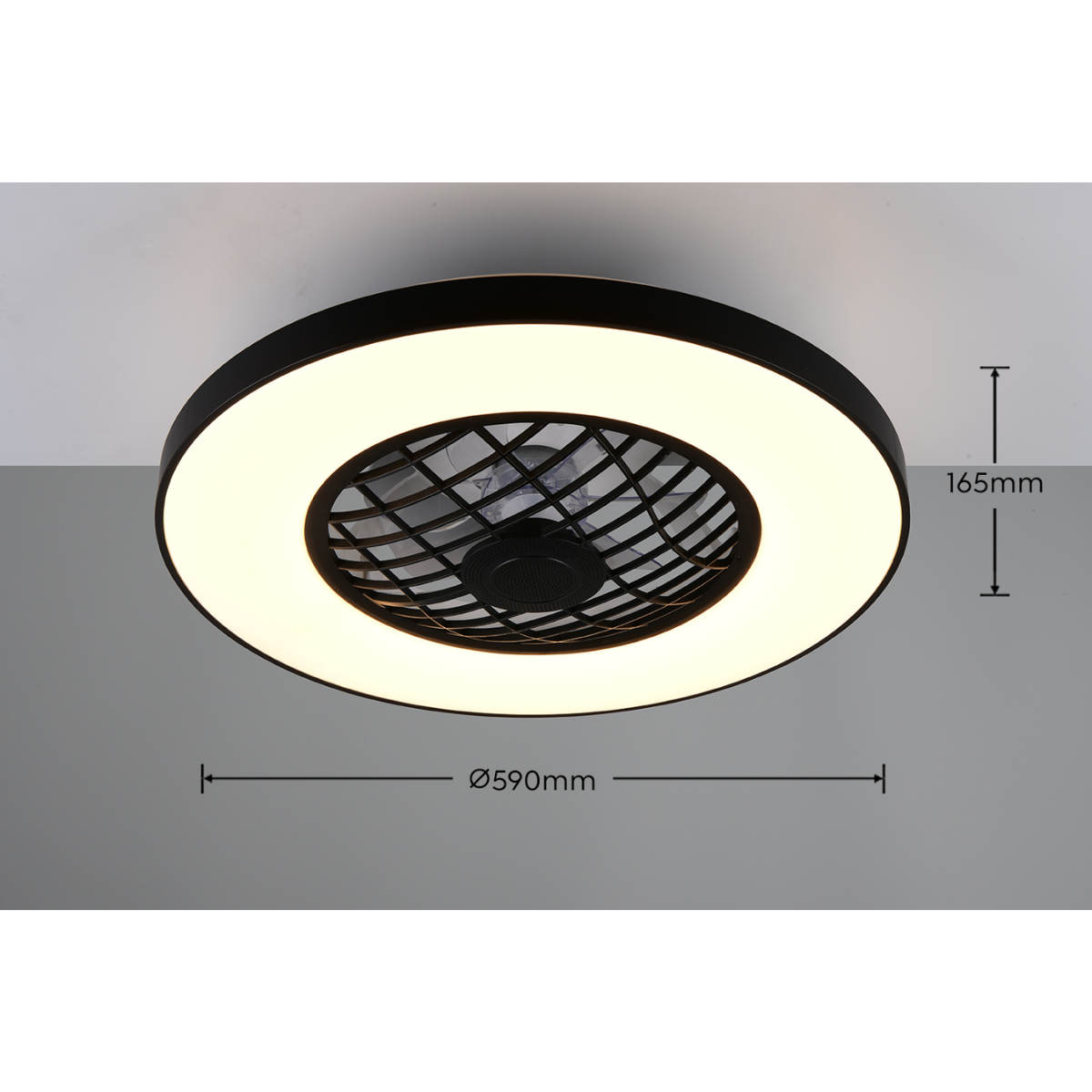 LINKöPING Medium Black Ceiling Fan with RBG & Bluetooth Speaker