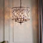 Belle 5-Light Pendant: Dark Bronze & Faceted Glass (Classic)