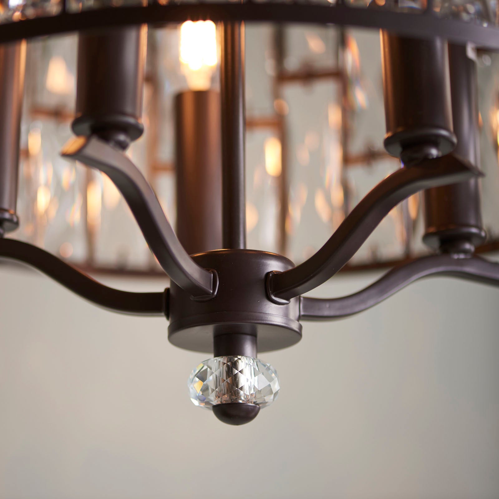 Belle 5-Light Pendant: Dark Bronze & Faceted Glass (Classic)