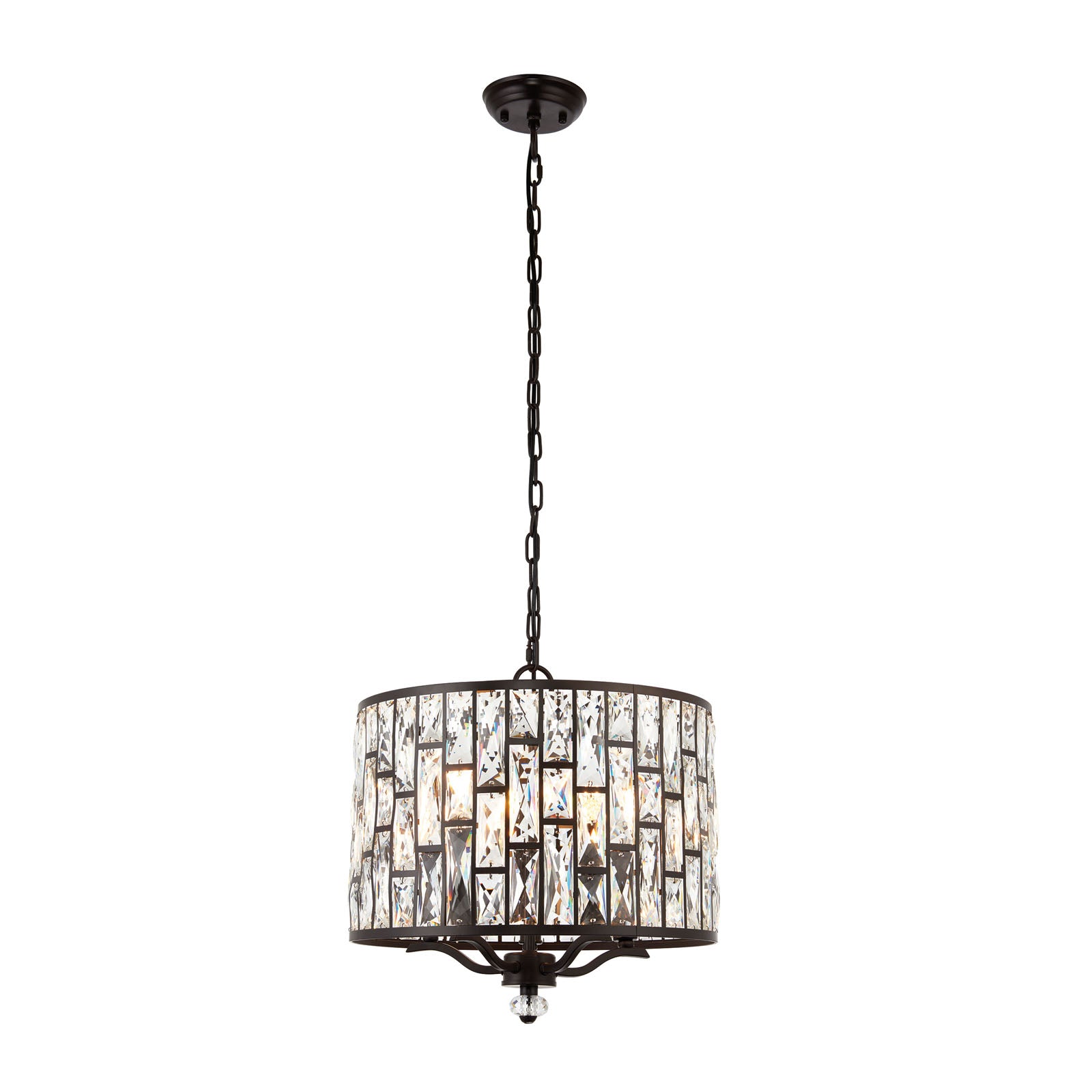 Belle 5-Light Pendant: Dark Bronze & Faceted Glass (Classic)
