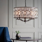Belle 8 Light Pendant Dark Bronze & Faceted Glass