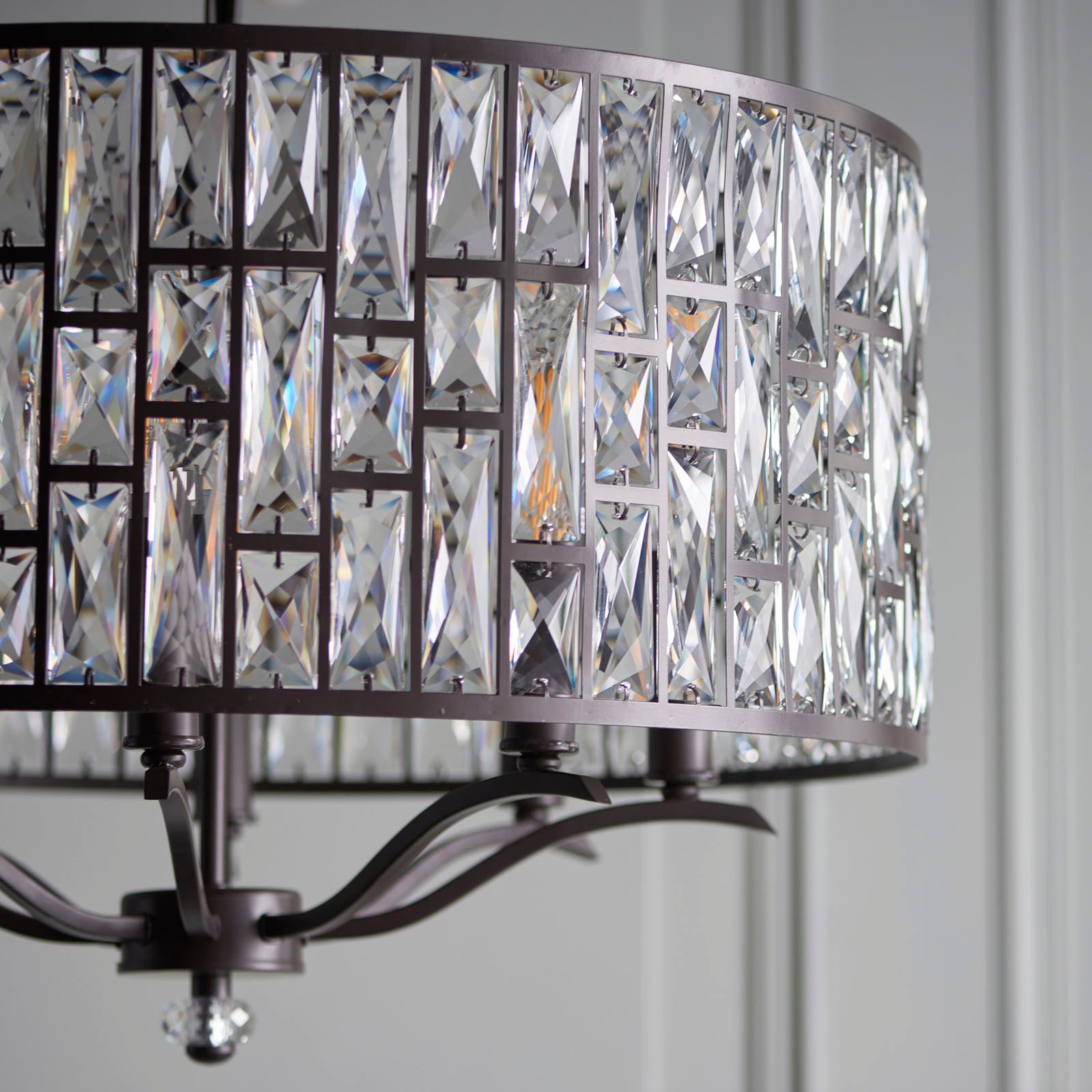 Belle 8 Light Pendant Dark Bronze & Faceted Glass