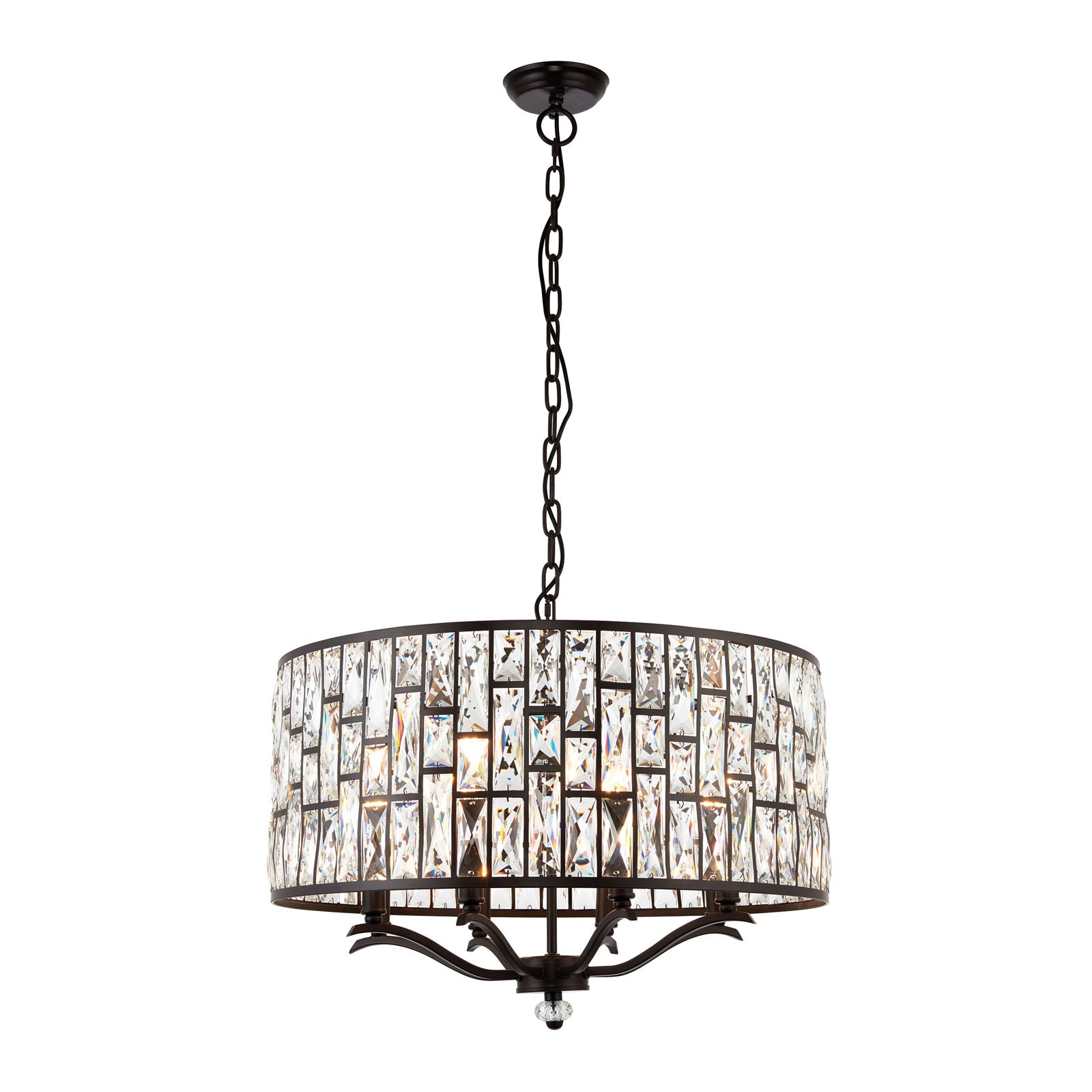 Belle 8 Light Pendant Dark Bronze & Faceted Glass
