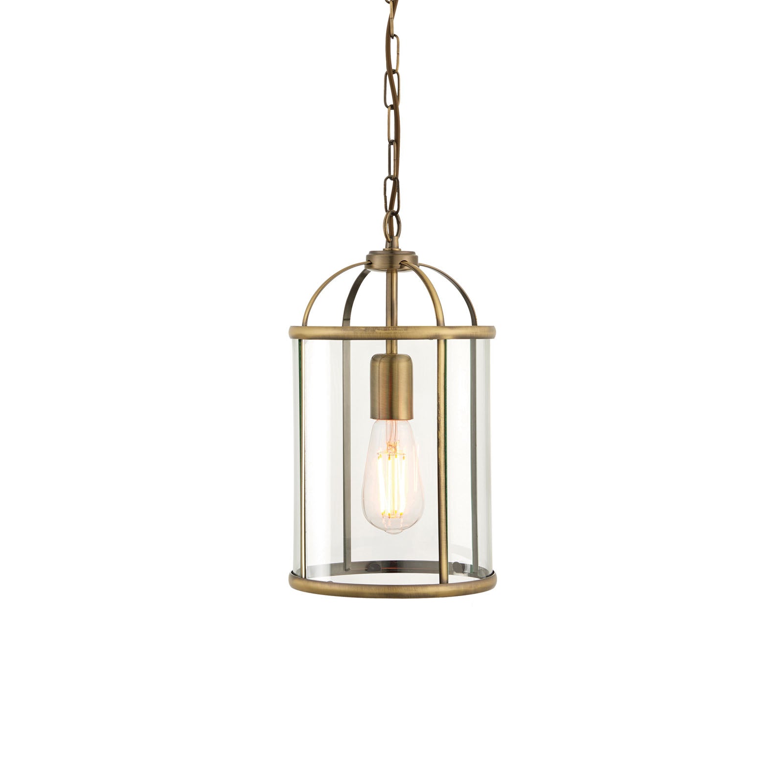 Lambeth 1-Light Adjustable Antique Brass Pendant with Clear Glass