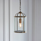 Lambeth 1-Light Adjustable Antique Brass Pendant with Clear Glass