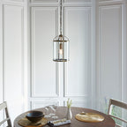 Lambeth 1-Light Adjustable Antique Brass Pendant with Clear Glass