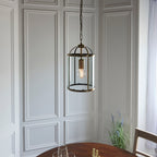 Lambeth 1-Light Adjustable Antique Brass Pendant with Clear Glass