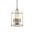 Lambeth 4-Light Adjustable Antique Brass Pendant with Clear Glass