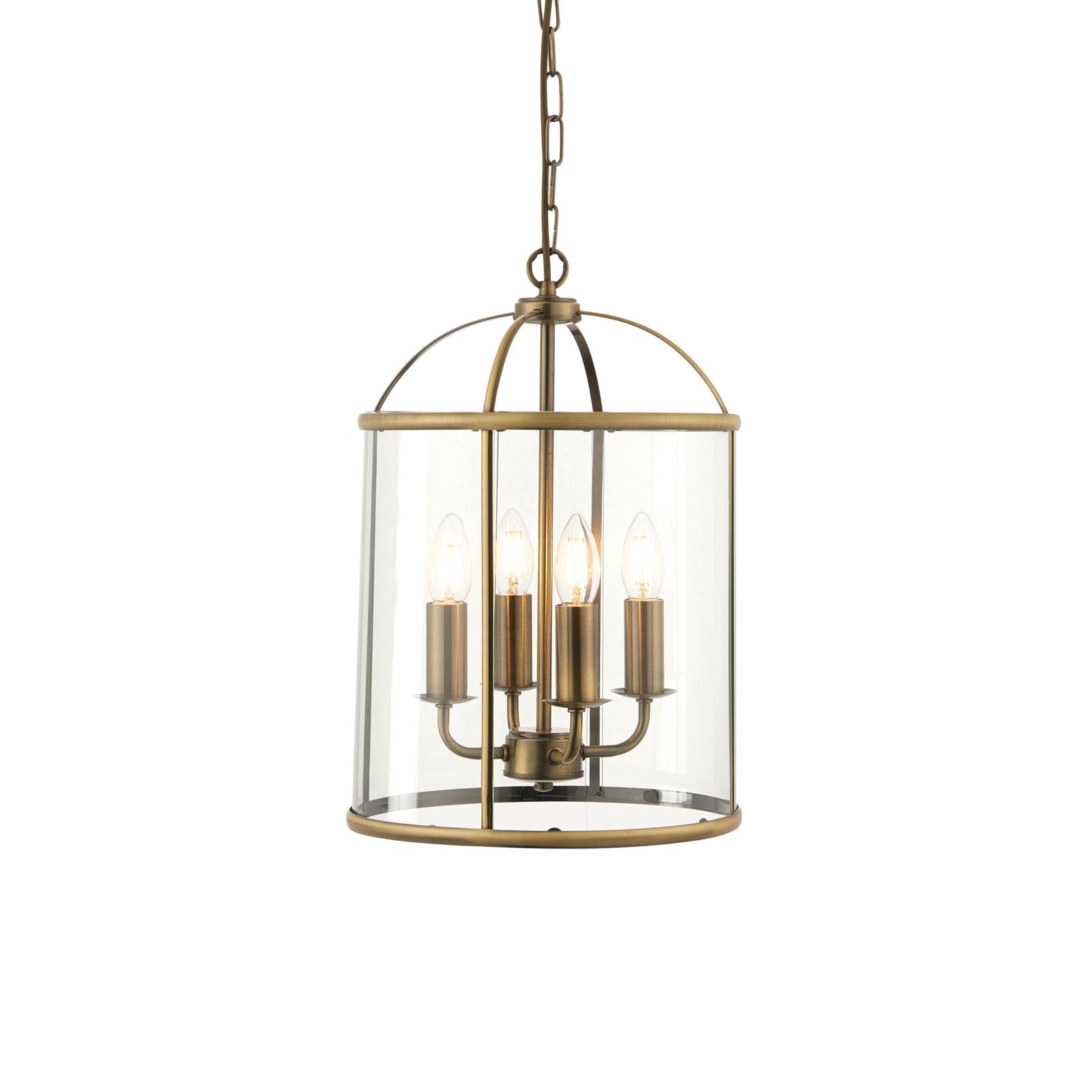 Lambeth 4-Light Adjustable Antique Brass Pendant with Clear Glass