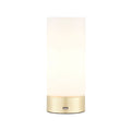 Dara 1-Light Brushed Brass Table Lamp with Matt Opal Glass Shade & USB Port