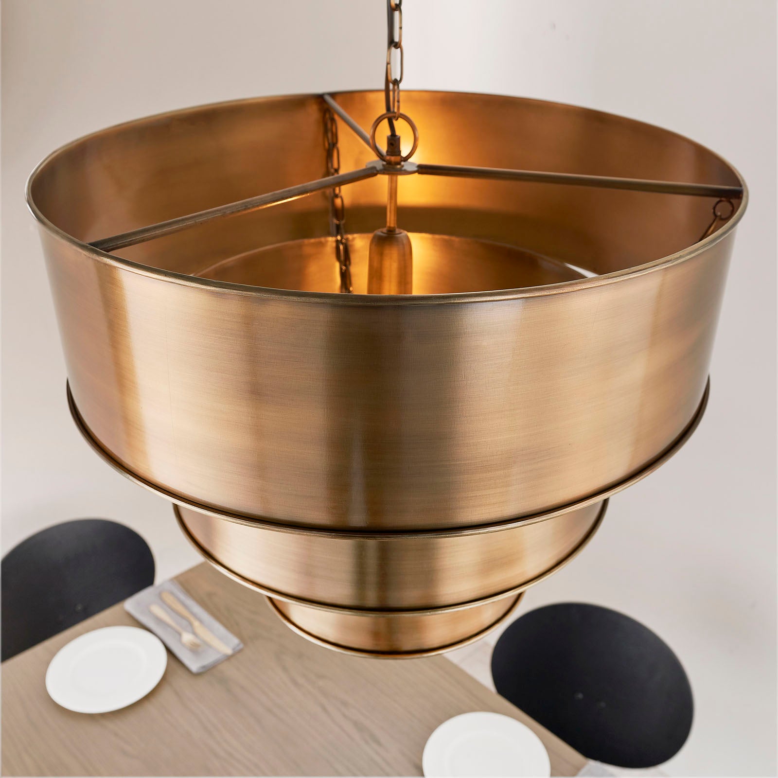 Morad 3-Tier Aged Brass Pendant Light (Dimmable, LED Compatible)
