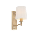 Ortona Matt Antique Brass Wall Light with Vintage White Faux Silk Shade