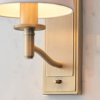Ortona Matt Antique Brass Wall Light with Vintage White Faux Silk Shade