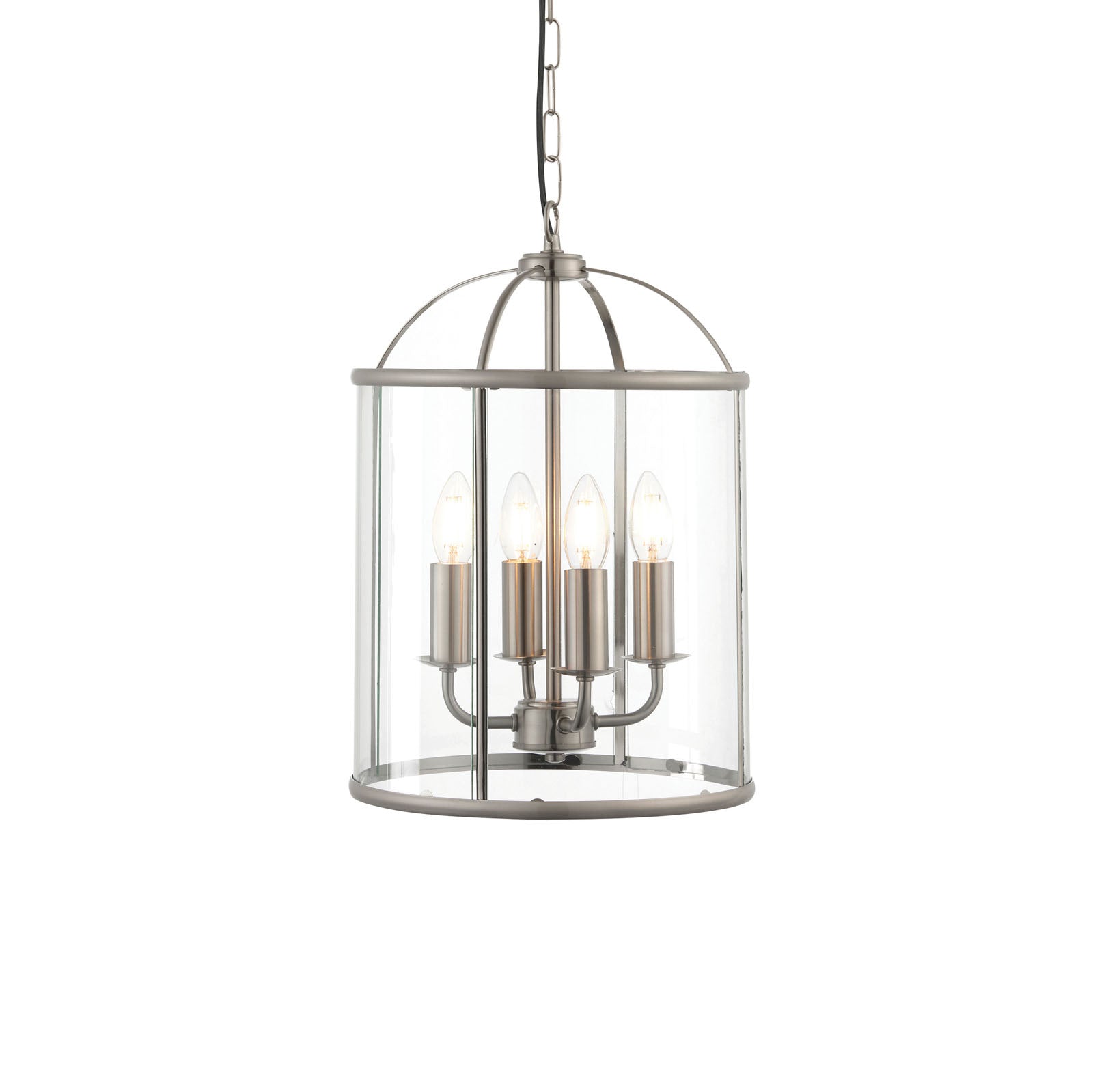 Lambeth 4-Light Adjustable Satin Nickel Pendant with Clear Glass