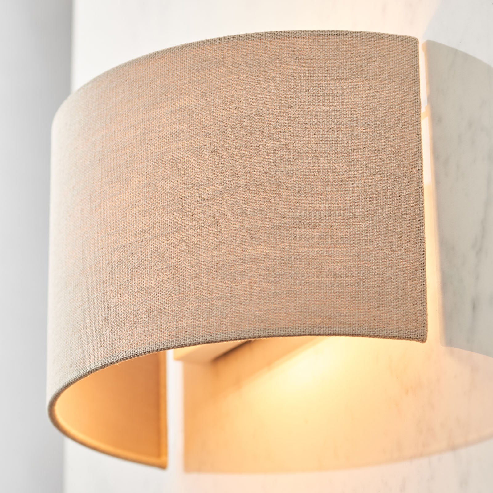 Obi Semi-Circular Natural Linen Wall Light