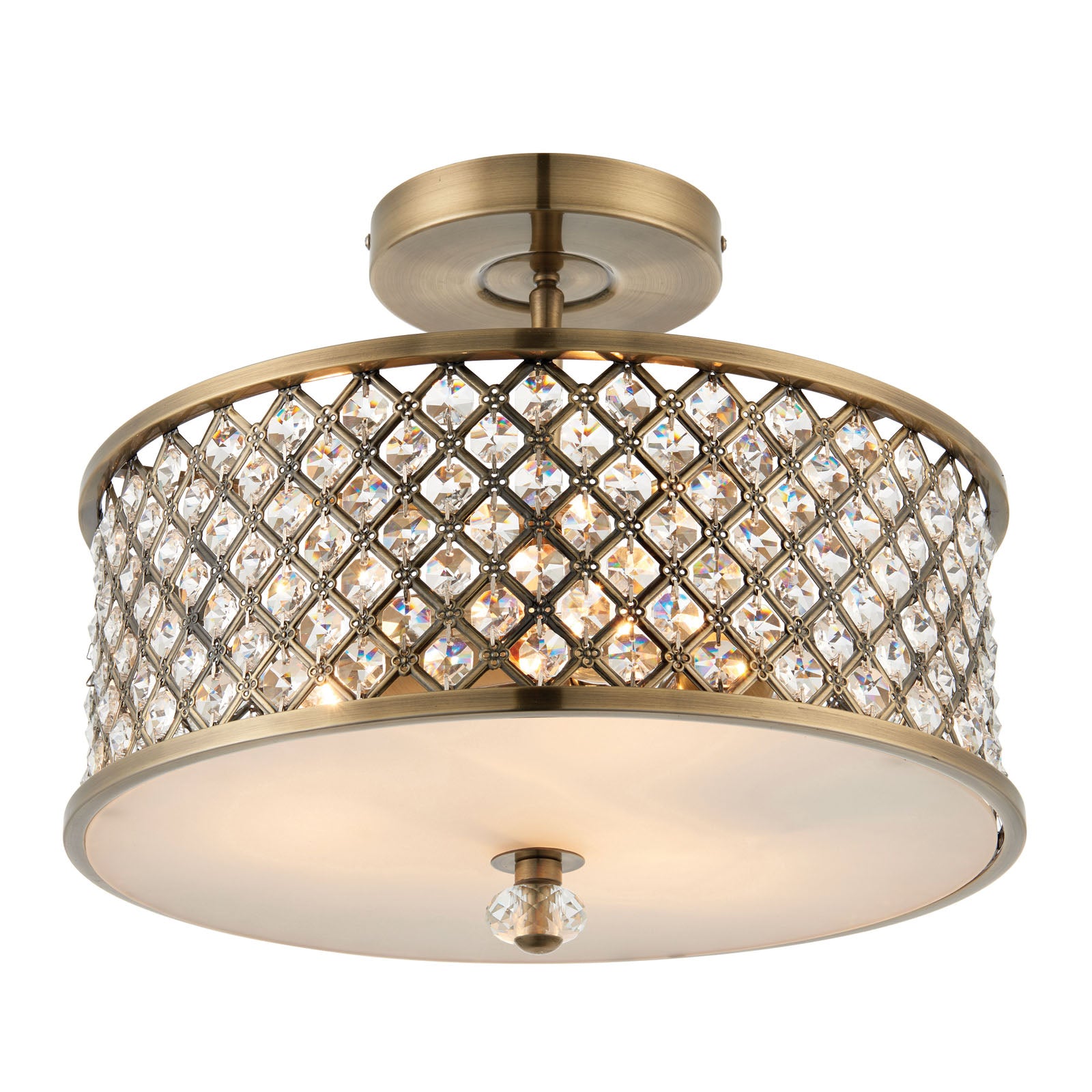 Hudson 3-Light Antique Brass Flush Mount Ceiling Light