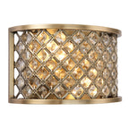 Hudson 2-Light Antique Brass Crystal Wall Light