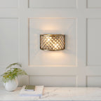 Hudson 2-Light Antique Brass Crystal Wall Light