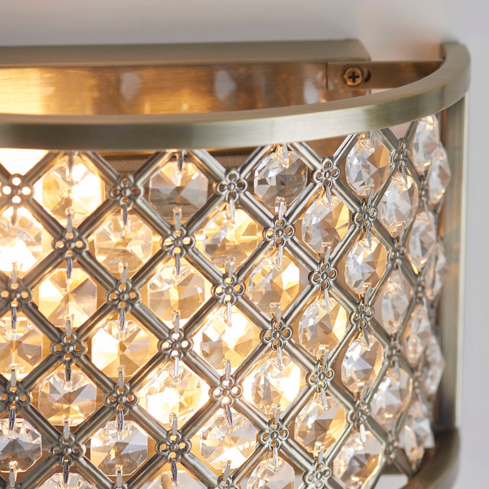 Hudson 2-Light Antique Brass Crystal Wall Light
