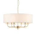 Nixon 6-Light Brass Pendant Light with Vintage White Silk Shades