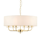 Nixon 6-Light Brass Pendant Light with Vintage White Silk Shades