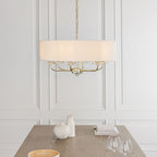 Nixon 6-Light Brass Pendant Light with Vintage White Silk Shades