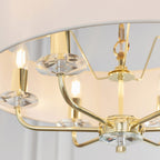 Nixon 6-Light Brass Pendant Light with Vintage White Silk Shades