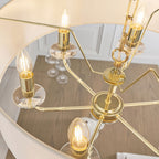 Nixon 6-Light Brass Pendant Light with Vintage White Silk Shades