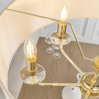 Nixon 6-Light Brass Pendant Light with Vintage White Silk Shades