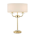 Nixon 2-Light Brass Table Lamp with Vintage White Silk Shade & Crystal Detail