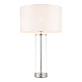 Lessina 1-Light Dimmable Table Lamp with Clear Glass Base & White Shade (Bright Nickel)