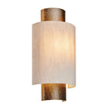 Indara Wall Light with Hammered Aged Bronze Finish and Natural Linen Shade