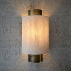 Indara Wall Light with Hammered Aged Bronze Finish and Natural Linen Shade