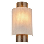 Indara Wall Light with Hammered Aged Bronze Finish and Natural Linen Shade