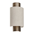 Indara Wall Light with Hammered Aged Bronze Finish and Natural Linen Shade